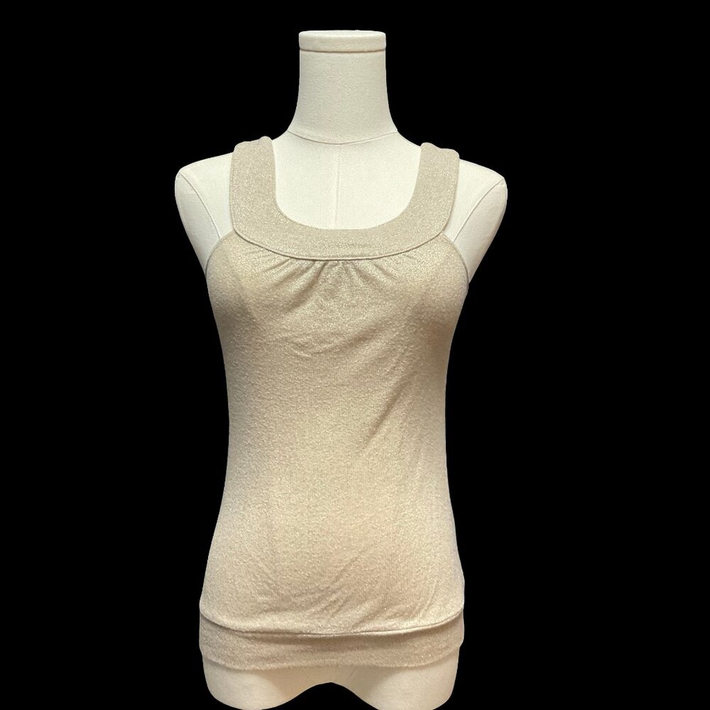 Gold/Beige Knit Yoke Neck Top